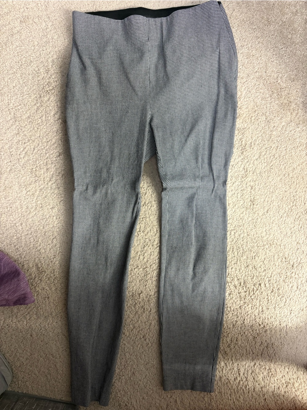 LOFT Black & White Houndstooth High-Waist Skinny Pants